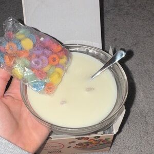 Cereal Bowl Candle with Colorful Wax Fruit Loops